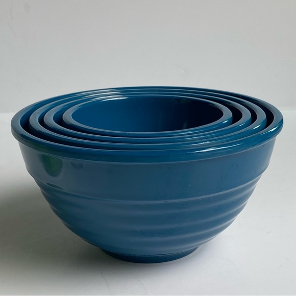 TarHong Melamine Bowls Set Of 4 Turquoise Aqua Blue 5.75” Tar Hong Nesting - Picture 13 of 16
